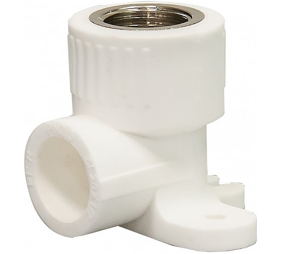 Изображение товара Угольник СТМ PP-R комбинированный, с креплением, внутренняя резьба DN 25х1/2 ПЛАСТ CPWF2512