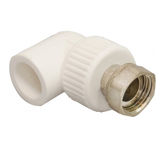 Изображение товара Угольник СТМ PP-R комбинированный, с накидной гайкой, внутренняя резьба DN 25х1/2 ПЛАСТ CPAL2512