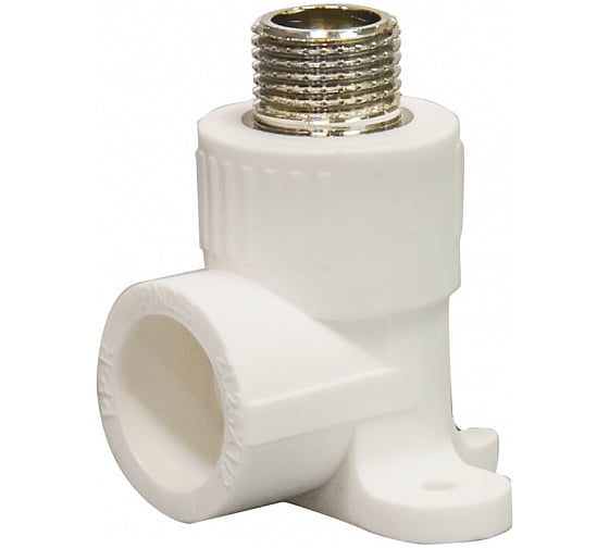 Изображение товара Угольник СТМ PP-R комбинированный, с креплением, наружная резьба DN 20х1/2 ПЛАСТ CPWM2012