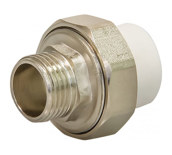 Изображение товара Комбинированная муфта СТМ ПЛАСТ PP-R, разъемная, с наружной резьбой DN 32х3/4" CPRM3234