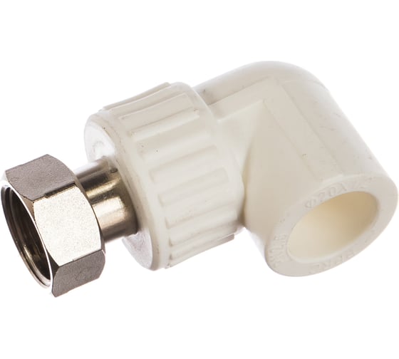 Изображение товара Угольник СТМ PP-R комбинированный, с накидной гайкой, внутренняя резьба DN 20х1/2 ПЛАСТ CPAL2012