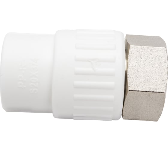 Изображение товара Комбинированная муфта СТМ ПЛАСТ PP-R, с накидной гайкой, с внутренней резьбой, DN 20х3/4" CPAS2034