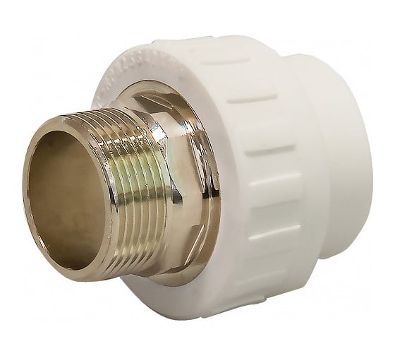 Изображение товара Комбинированная муфта СТМ ПЛАСТ PP-R, под ключ, с наружной резьбой DN 50х1-1/2 CPSM5012