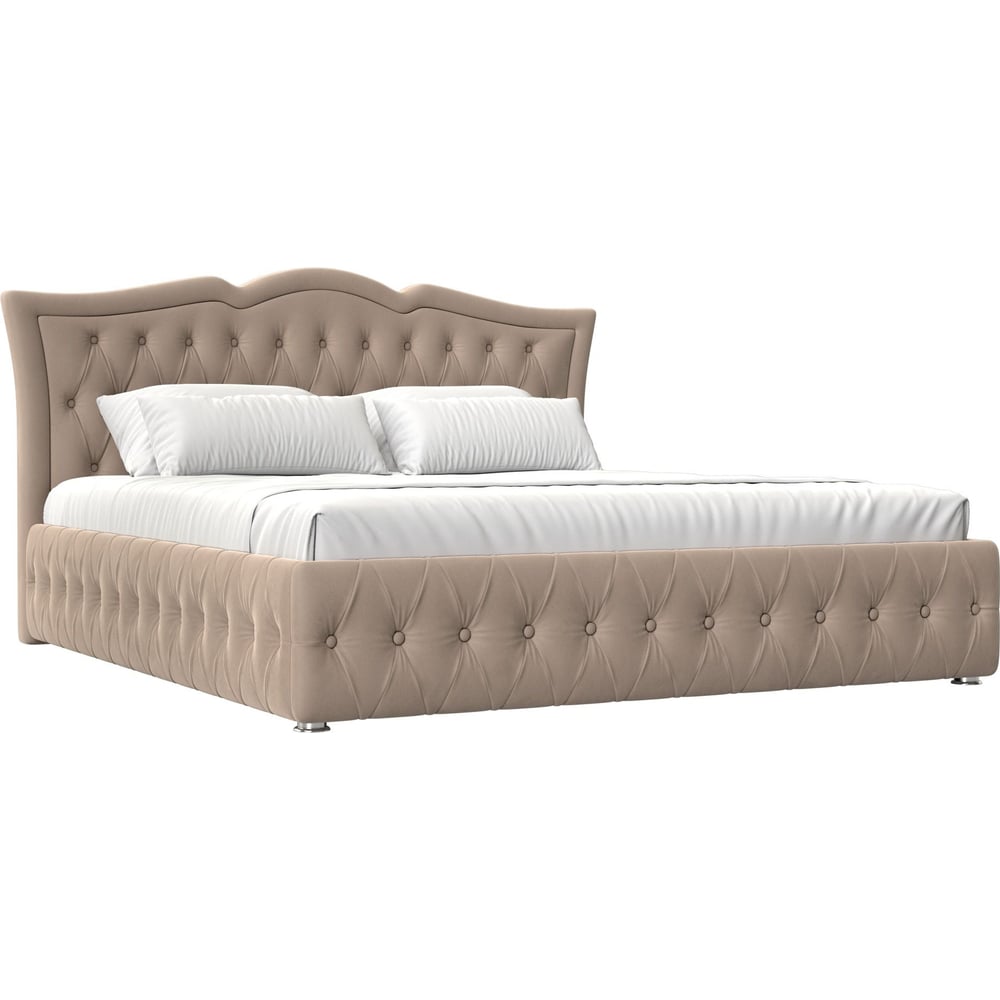 Изображение товара Интерьерная кровать Герда 200 из велюра в бежевом цвете с подъемным механизмом