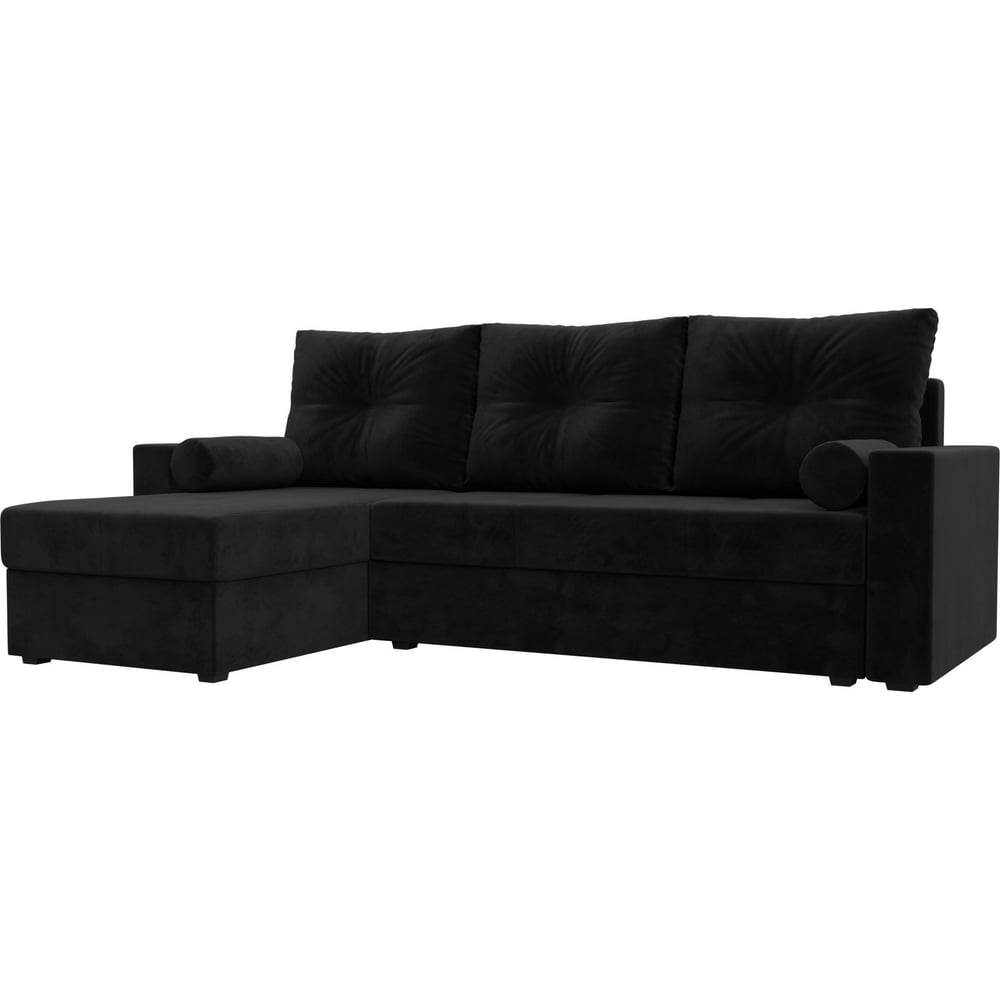 Изображение товара Угловой диван Верона Лайт левый цвет черный каркас из ДСП велюр