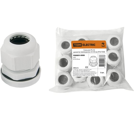 Изображение товара Сальник TDM ELECTRIC PG42 диаметр проводника 32-38мм, IP54 SQ0805-0008