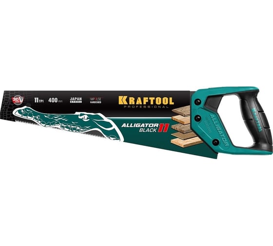 Изображение товара Ножовка для точного реза Kraftool "Alligator BLACK", 400 мм, 11 TPI 3D зуб, 15205-40