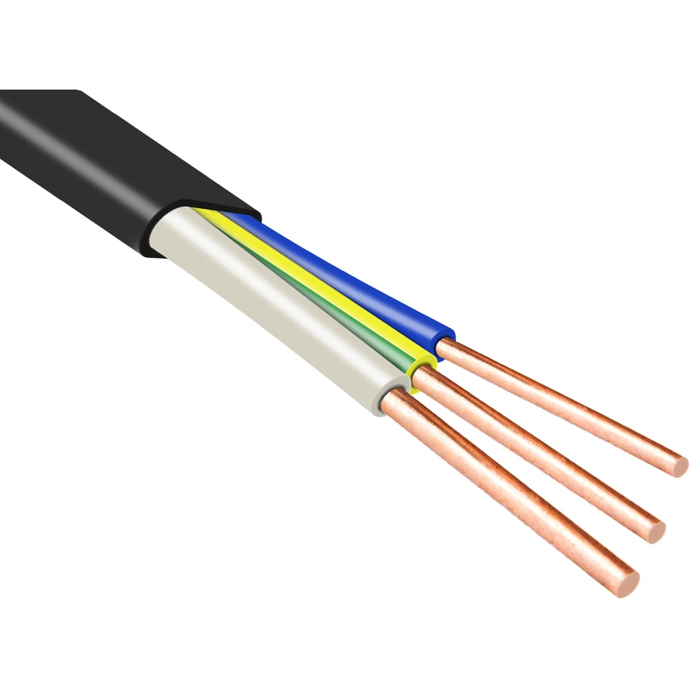 фото Кабель элпрокабель твердый плоский негорючий малодымный ввгп-нга ls 3x2,5 10м гост 4630017849093
