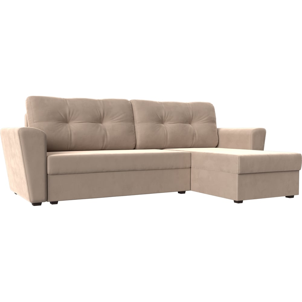 Изображение товара Угловой диван Амстердам Лайт правый угол велюр бежевый стиль современный Изображение товара Угловой диван Амстердам Лайт правый угол велюр бежевый стиль современный