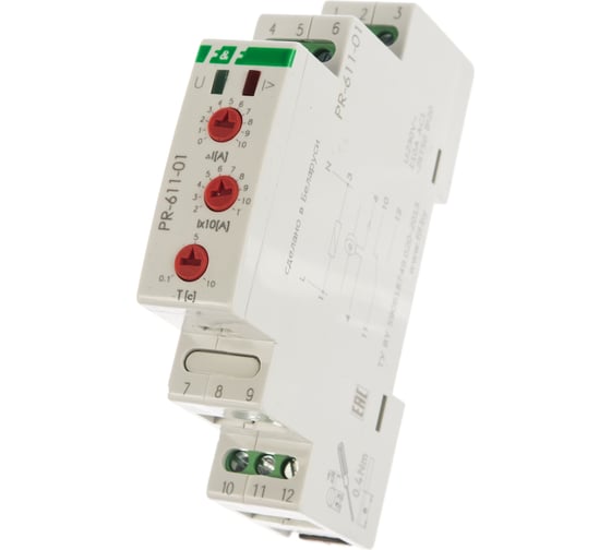 Изображение товара Реле тока F&F PR-611-01, измеряет ток с помощью выносного датчика тока EA03.004.003