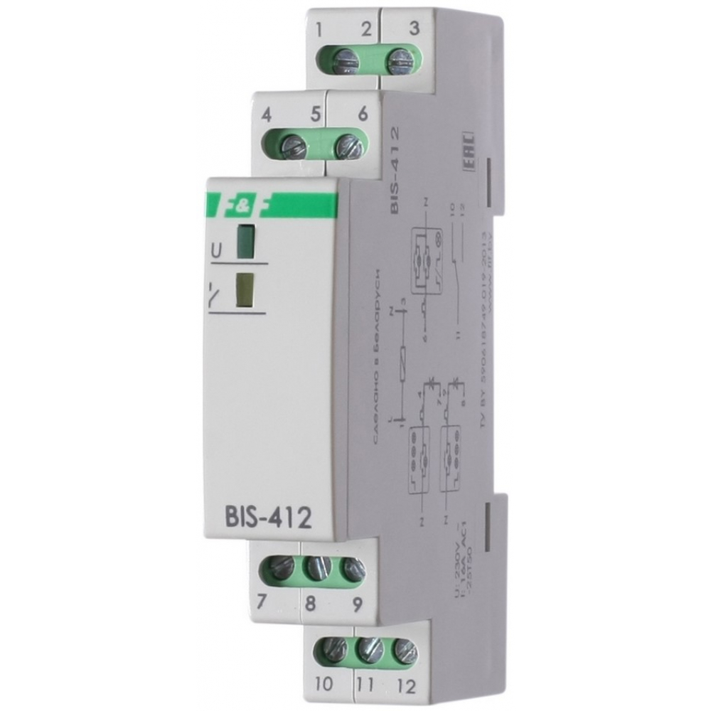 фото Бистабильное реле f&f bis-412, с групповыми входами включения и выключения ea01.005.007