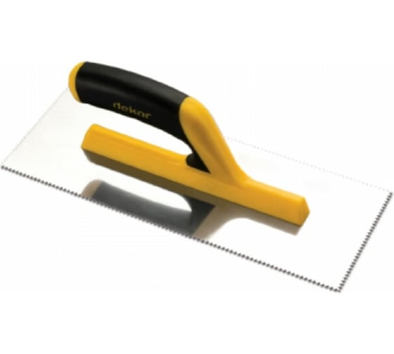 Изображение товара Зубчатая гладилка DEKOR HASSAN 115х295мм, треугольные зубы 2х3,6мм пластиковая ручка 131