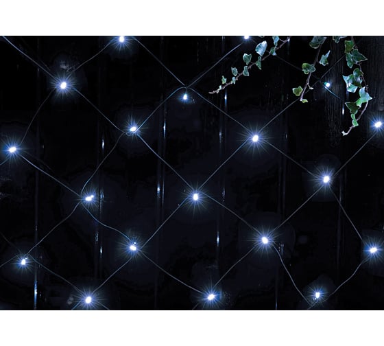 Изображение товара Уличная гирлянда ЭРА Сеть на солнечной батарее, холодный свет, 2х1.35 м Б0044224