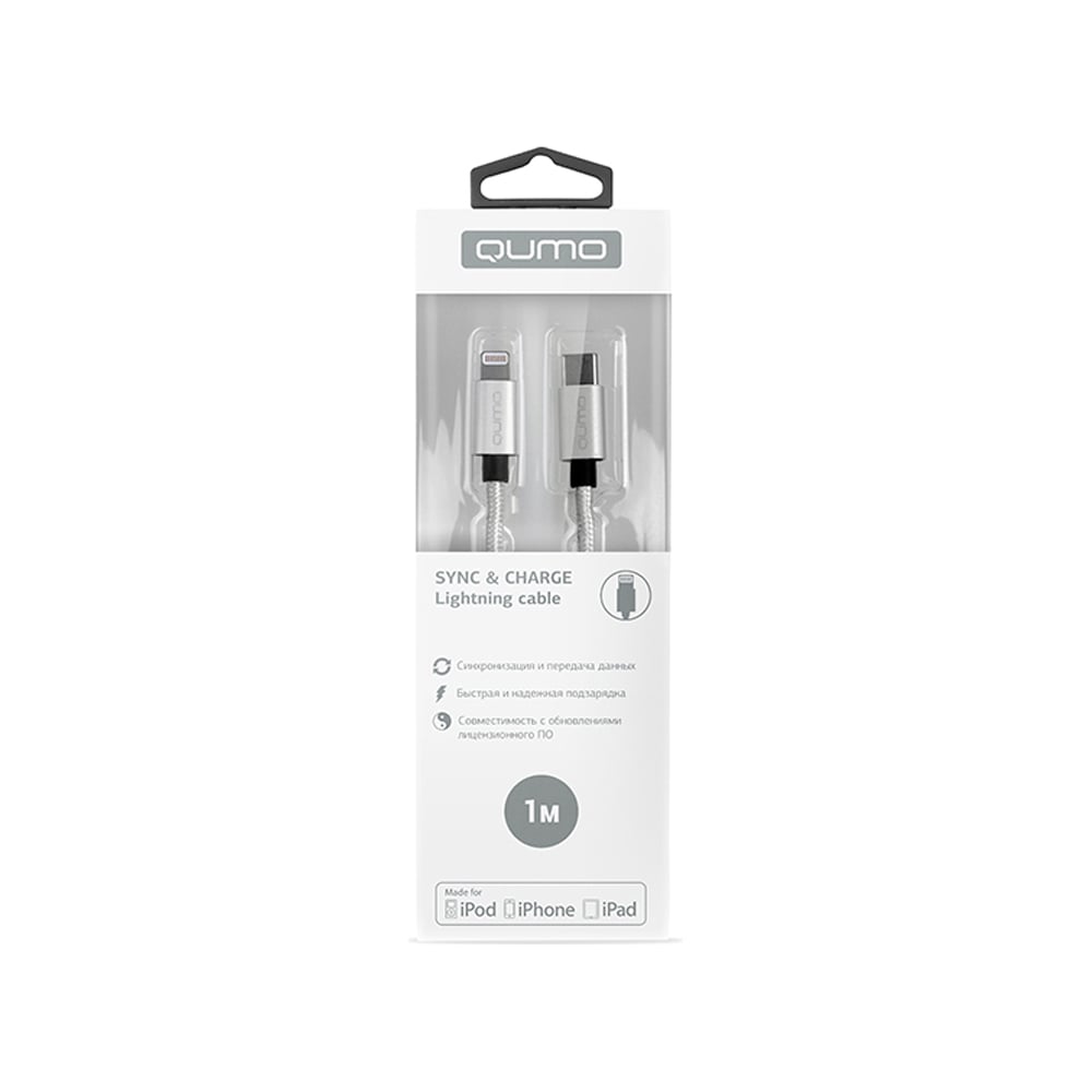Изображение товара Кабель QUMO MFI С48 Type-C Apple Lightning 1м серебро