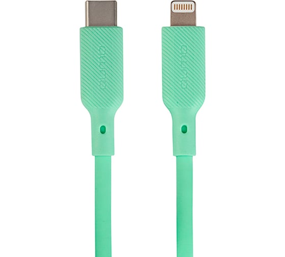 Изображение товара Кабель QUMO MFI С94, Type-C на MFI Apple 8 pin, силиконовый, 1м, 2,22A, 9V, 20W, PD, зеленый 33000