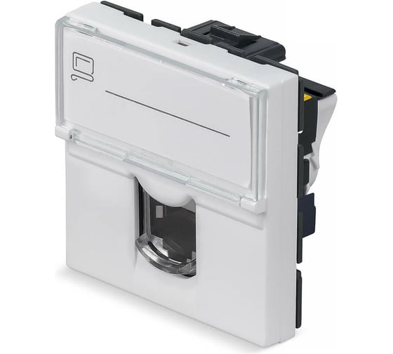 Изображение товара Keystone Cabeus Jack RJ-45(8P8C), 180 градусов, категория 6a, безинструментный монтаж, вставка Mosaic (арт.076574) KJ-RJ45-Cat.6a-180T-FP-L-45