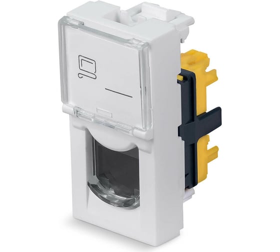 Изображение товара Keystone Cabeus Jack RJ-45(8P8C), 180 градусов, категория 6a, безинструментный монтаж, вставка Mosaic (арт.076571) KJ-RJ45-Cat.6a-180T-FP-L-22,5