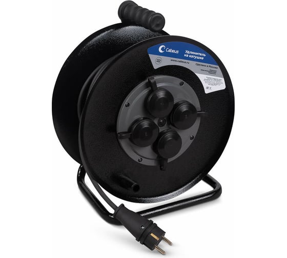 Изображение товара Удлинитель Cabeus силовой КГ 4000 Вт 30м на металлической катушке IP44 с заземлением EC-C-4.0-FR-G-30-IP44
