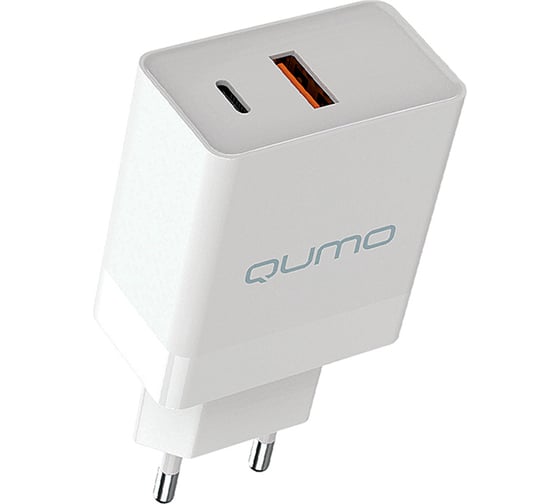 Изображение товара Сетевое зарядное устройство QUMO Energy light Charger 0052 PD, 20W, 2USB, Type-C + QC3.0, белый 32846