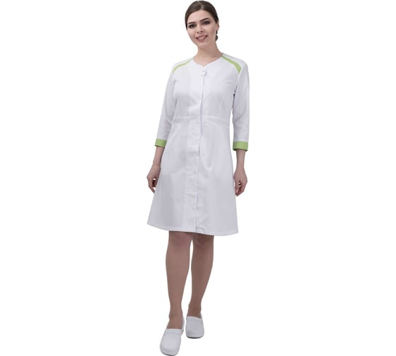 Изображение товара Халат ГК Спецобъединение МИРАЖ белый/светло-зеленый Хал 857/104/158