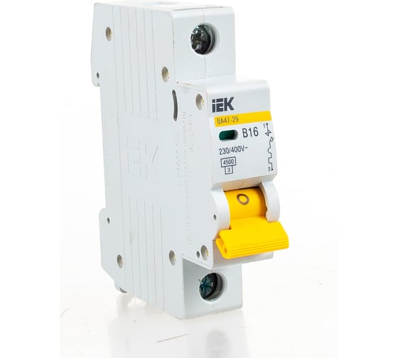 Изображение товара Автоматический 1-полюсный выключатель IEK 16А, В ВА47-29 4.5кА MVA20-1-016-B