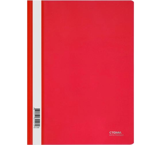 Изображение товара Папка-скоросшиватель СТАММ пластик, А4, 180 мкм, красная, с прозрачным верхом ММ-30907