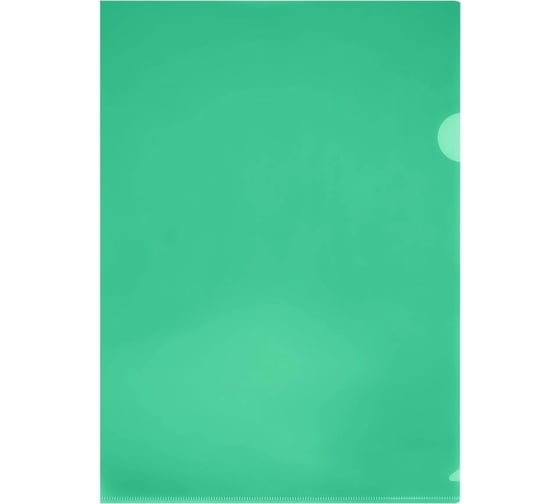 Изображение товара Папка-уголок СТАММ А4, 100 мкм, пластик, прозрачная, зеленая ММ-30737