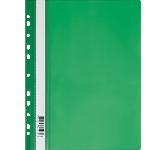 Изображение товара Папка-скоросшиватель СТАММ пластик, перфорация, А4, 160 мкм, зеленая ММ-32256