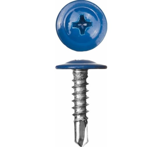 Изображение товара Саморез STARFIX 4.2x19 мм, с пресс-шайбой, цинк, со сверлом, RAL 5005, 150 шт. SMP1-98321-150