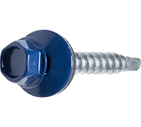 Изображение товара Саморез кровельный STARFIX 4.8x29 мм цинк, шайба с прокладкой, PT1, RAL 5021, 80 шт. SMP2-22461-80