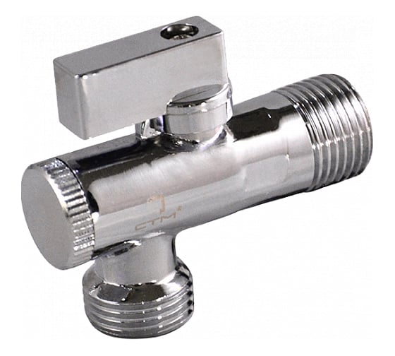 Изображение товара Шаровой угловой кран для бытовых приборов СТМ СТАНДАРТ 1/2х1/2", ш/ш, с фильтром, с отражателем бабочка, хром CAFR1212