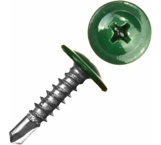 Изображение товара Саморез STARFIX 4.2x19 мм, с пресс-шайбой, цинк, со сверлом, RAL 6005, 150 шт. SMP1-18343-150