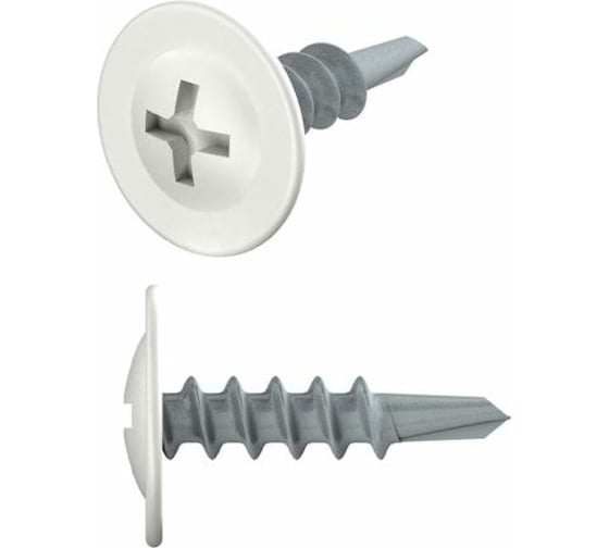 Изображение товара Саморез STARFIX 4.2x19 мм, с пресс-шайбой, цинк, со сверлом, RAL 9003, 50 шт. в зип-локе SMZ1-55677-50