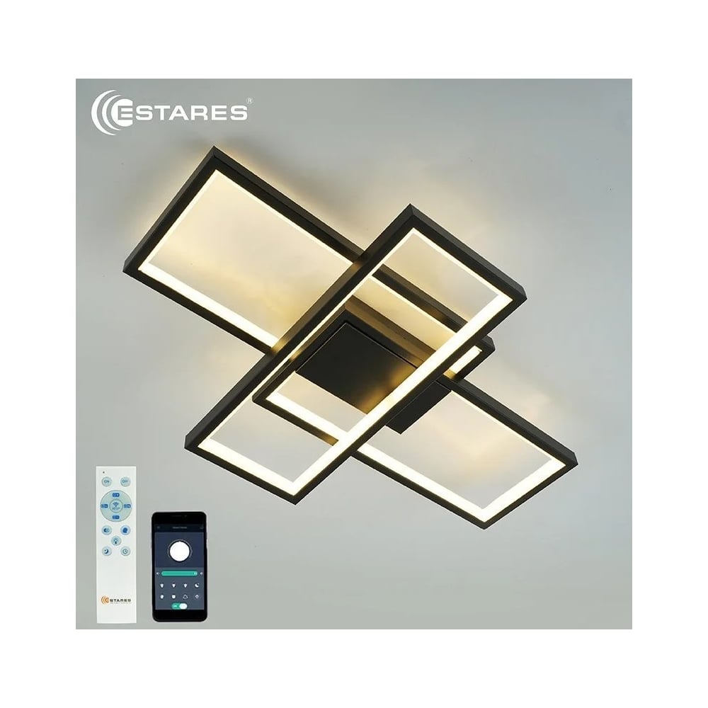 Изображение товара Управляемая светодиодная люстра ESTARES SVEN 85W 3S-APP черный современный стиль