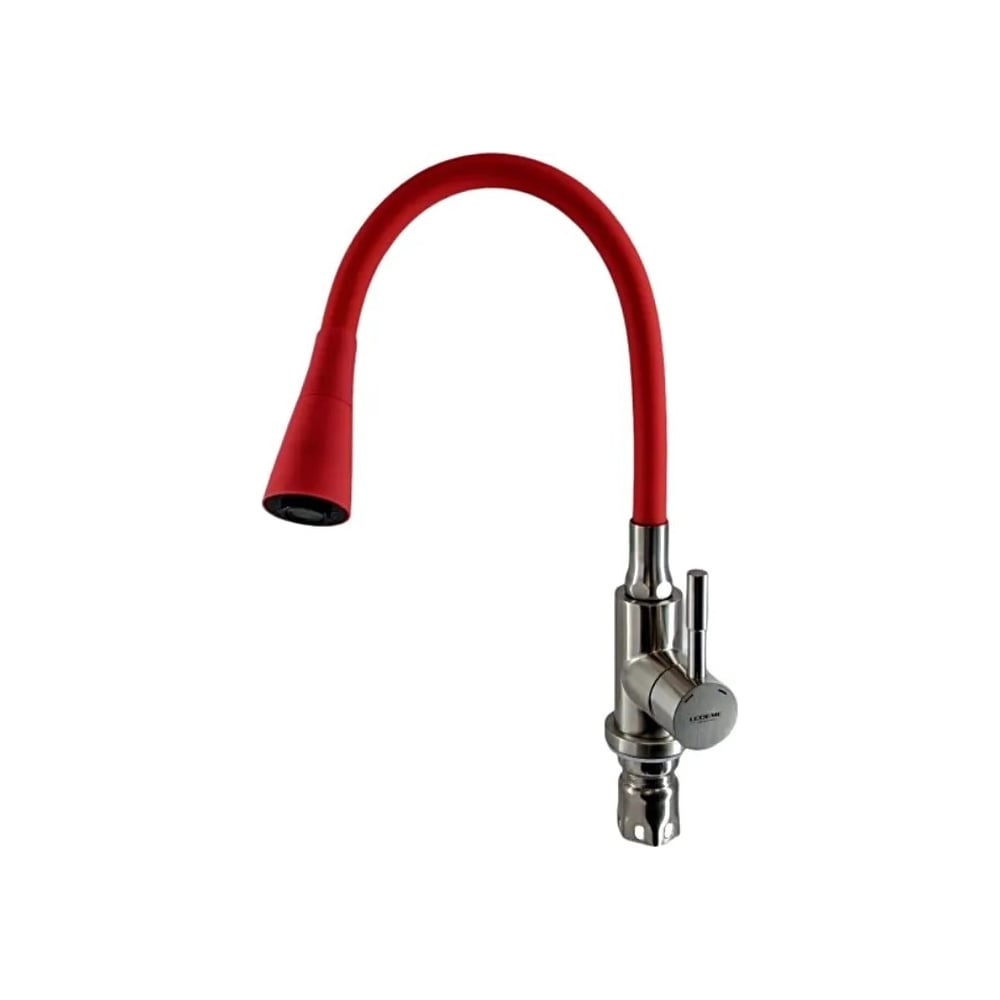 Изображение товара Смеситель для кухни Ledeme L74199-1 с силиконовым изливом и поворотом красный