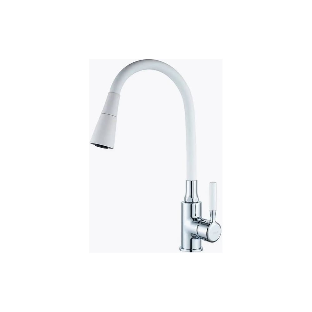 Изображение товара Смеситель для кухни Ledeme L74199-3 с силиконовым изливом белый