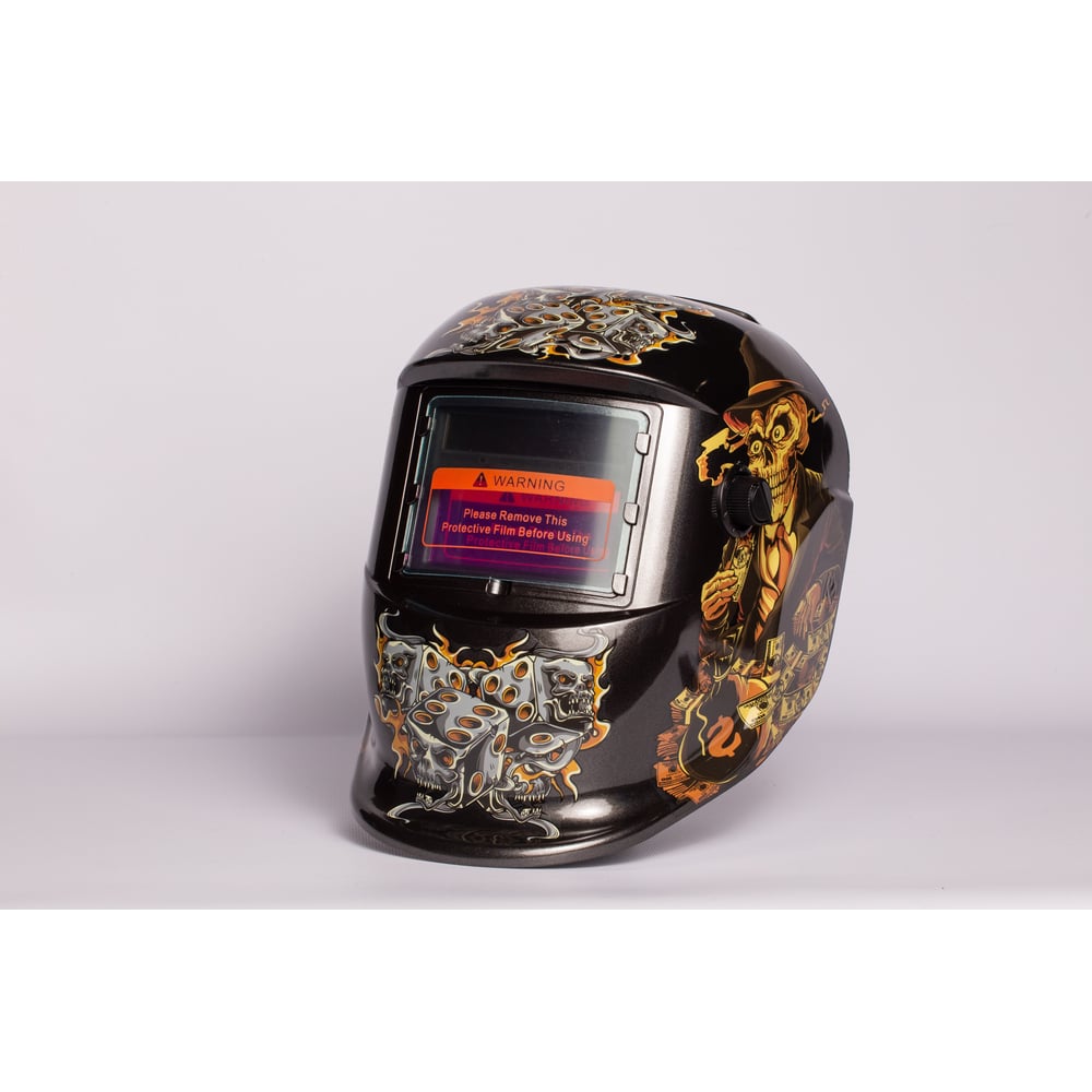 Изображение товара Маска сварочная PLAZWELD PWE1622 с рисунком скелета