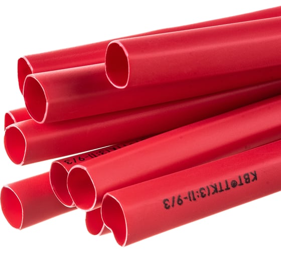 Изображение товара Термоусадочная клеевая трубка КВТ, ТТК-9/3 красная 67234