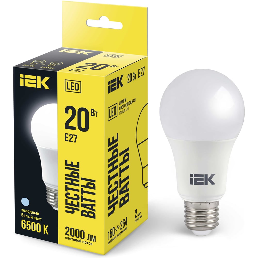 Лампа IEK LED A60 20Вт 230В 6500К E27 LLE-A60-20-230-65-E27
