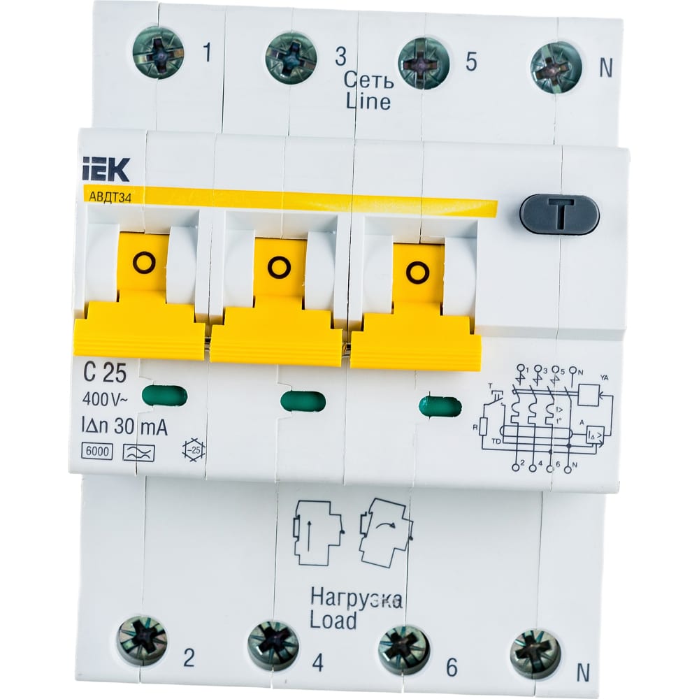 Автоматический выключатель дифференциального тока IEK выключатель автоматический iek авдт 32m c20 2 полюса 20 а