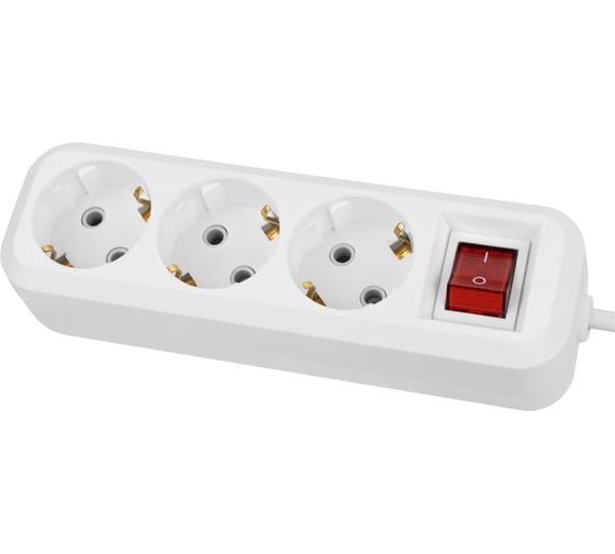 Изображение товара Удлинитель сетевой TDM ELECTRIC с выключателем, 3 розетки, 3 метра, с заземлением, 16 А, 3680 Вт, белый, SQ1303-1421