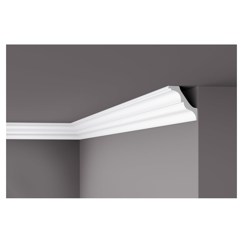 Изображение товара Потолочный плинтус NMC 2.0 LX-130 белый влагостойкий ударопрочный 95 мм 2 м