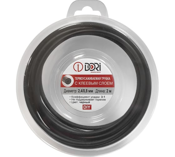 Изображение товара Термоусадочная трубка DORI ТТК 2,4/0,8 ролик с клеевым слоем L=2м черная 49531