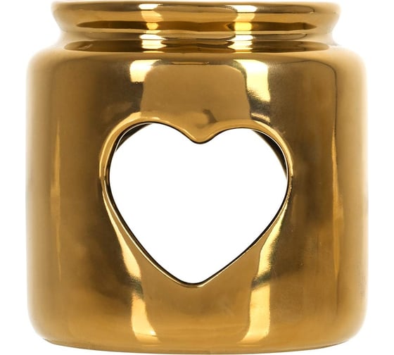 Изображение товара Аромалампа для бани и сауны Банные штучки "Сердце", свеча в комплекте, золотая, 7,5x7,5x7,5 см 40351