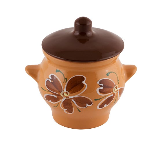 Изображение товара Горшок для жаркого Борисовская керамика 0,65 л, Цветы 006692