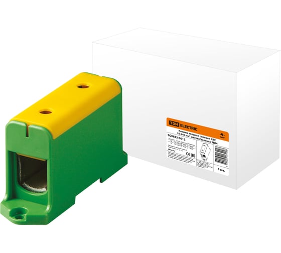 Изображение товара Клемма TDM ELECTRIC вводная, силовая, КВС, 35-240 кв.мм, желтая/зеленая SQ0833-0012