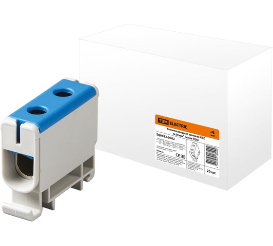 Изображение товара Клемма TDM ELECTRIC вводная, силовая, КВС, 6-50 кв.мм, синяя SQ0833-0002