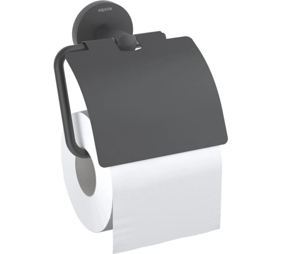 Изображение товара Бумагодержатель Aquatek ОБЕРОН с крышкой, матовый черный AQ4209MB 00000135553