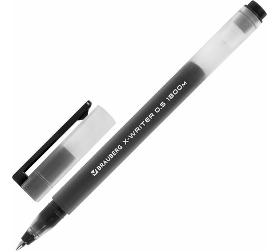 Изображение товара Гелевая ручка BRAUBERG X-WRITER увеличеннаяд лина письма 1 800 м, черная, стандартный узел 0.5 мм 144135