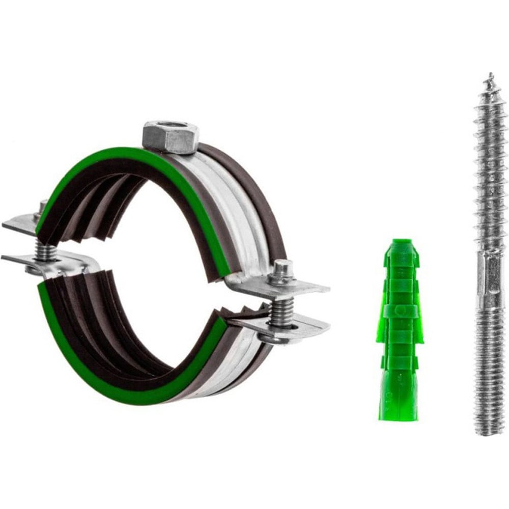 Изображение товара Трубный хомут КРЕП-КОМП 1/4, М8, шпилька 8x70/гайка М8/дюбель 10x50 14001417